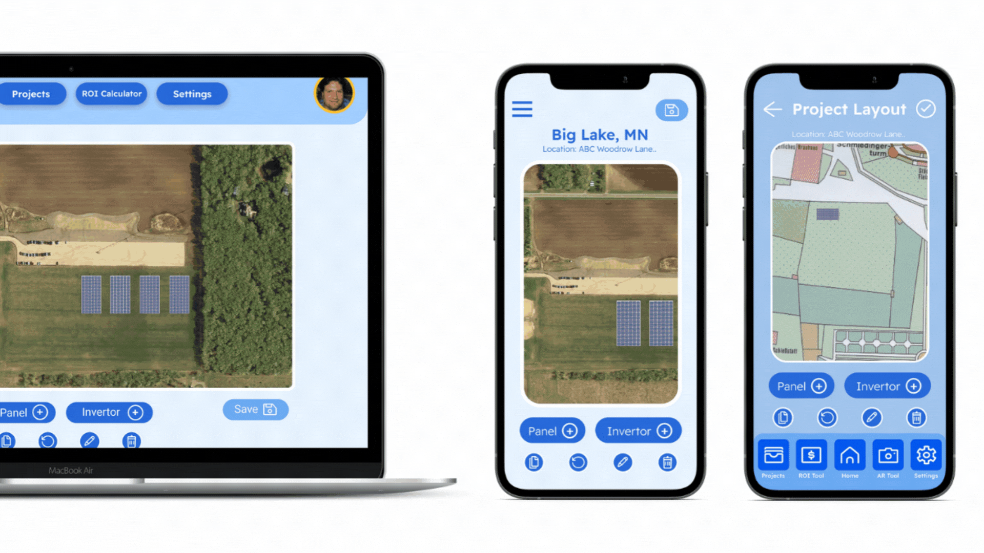 Variations of the mockups on different screen sizes